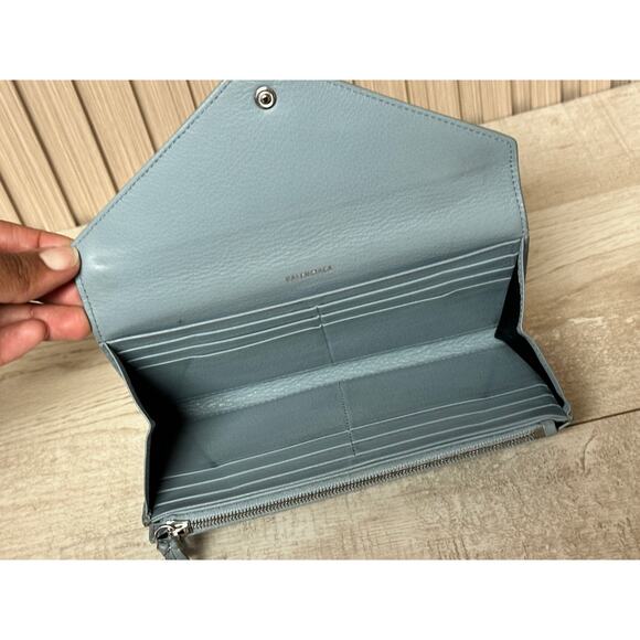 Authentic Balenciaga Envelope Continental Wallet in Light Blue - Picture 12 of 14